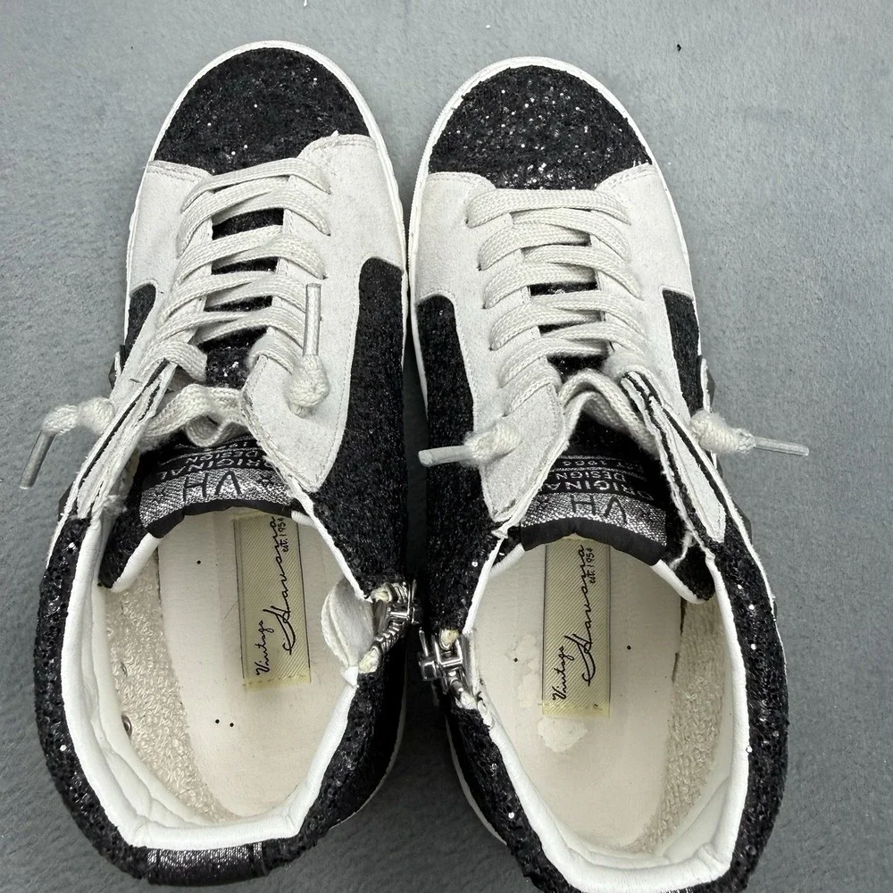Vintage Havana Bianca High Women's 7.5 Black Glitter Star Stud High Top Sneakers